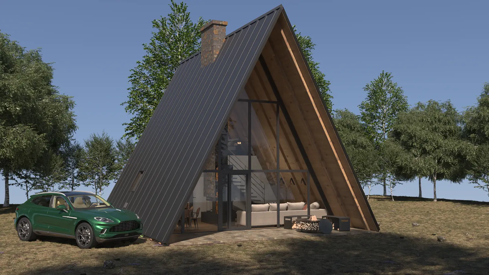 Eksterijer u pejzažu — A-Frame vikendica