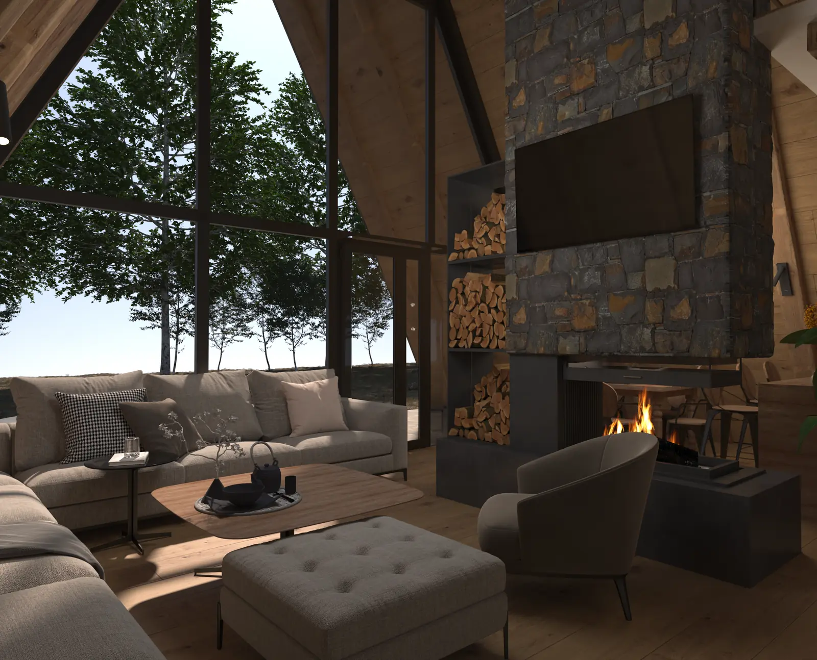 Dnevna zona — A-Frame vikendica