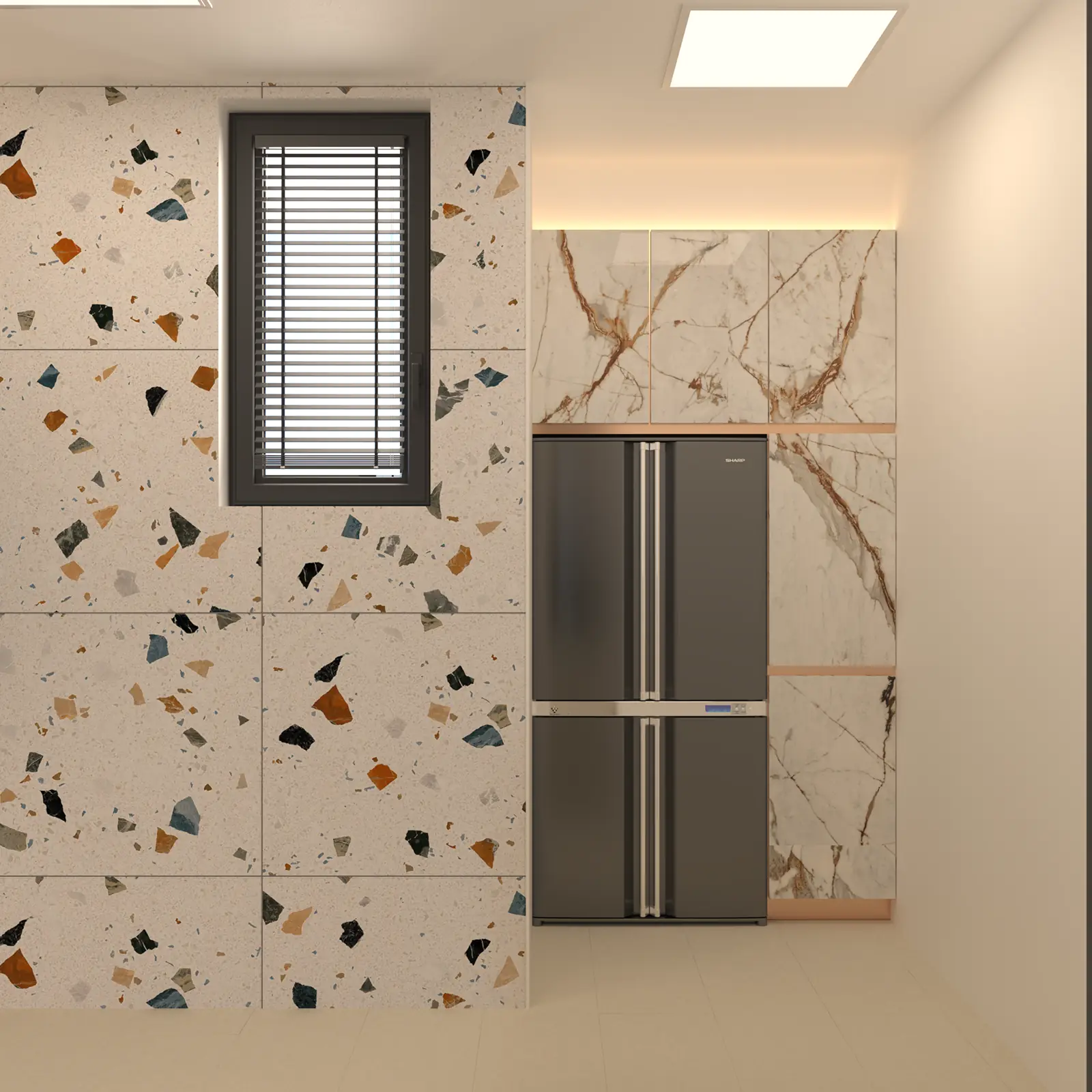 Elegancija terrazzo kuhinje