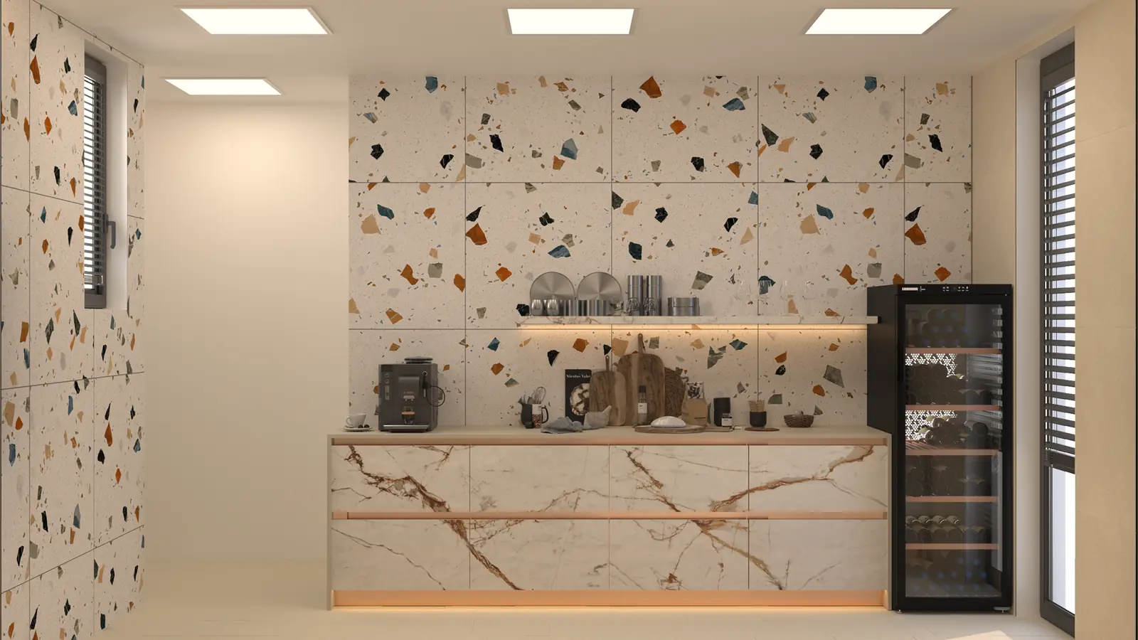 Kuhinjski elementi — Elegancija terrazzo kuhinje
